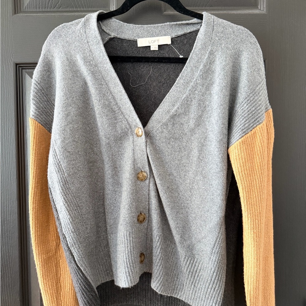 LOFT Gray and Gold Women's Cardigan